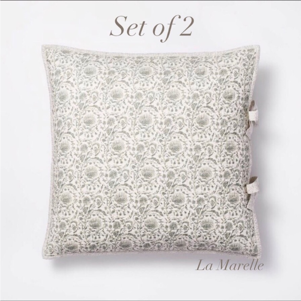 2 Euro Decorative Border Cotton Slub Print Sham Teal– Threshold Studio McGee